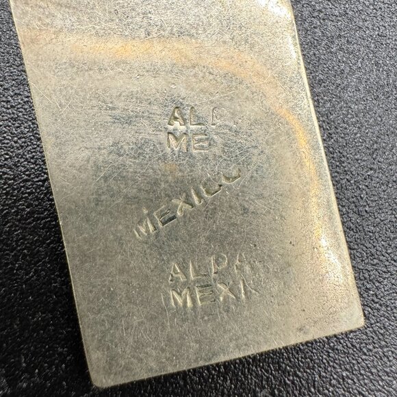 Vintage Alpaca Silver Pierced Earrings Abalone Shells Stripes Mexico - Picture 3 of 4